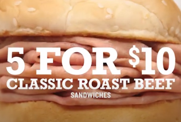 Arby's 5 for $10 Roast Beef Sandwiches Commercial