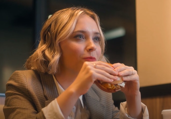 Burger King Commercial - Blonde Girl Eating Royal Crispy Chicken Burger